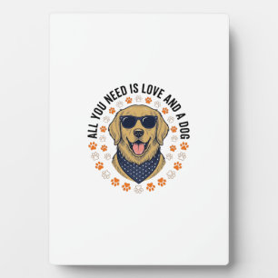 Dog Love Vintage Retriever Paw Print Shirt Design Plaque