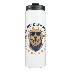 Dog Love Vintage Retriever Paw Print Shirt Design Thermal Tumbler