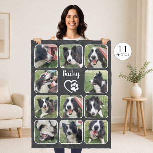Dog Lover 11 Photo Collage Custom Colour Fleece Blanket