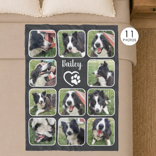Dog Lover 11 Photo Collage Custom Colour Fleece Blanket