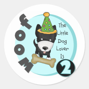 Dog Lover 2nd Birthday Tshirts and Gifts Classic Round Sticker