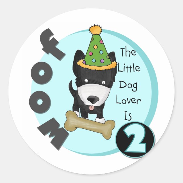 Dog Lover 2nd Birthday Tshirts and Gifts Classic Round Sticker (Front)