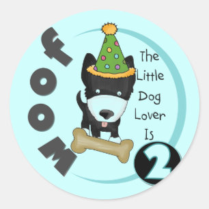 Dog Lover 2nd Birthday Tshirts and Gifts Classic Round Sticker