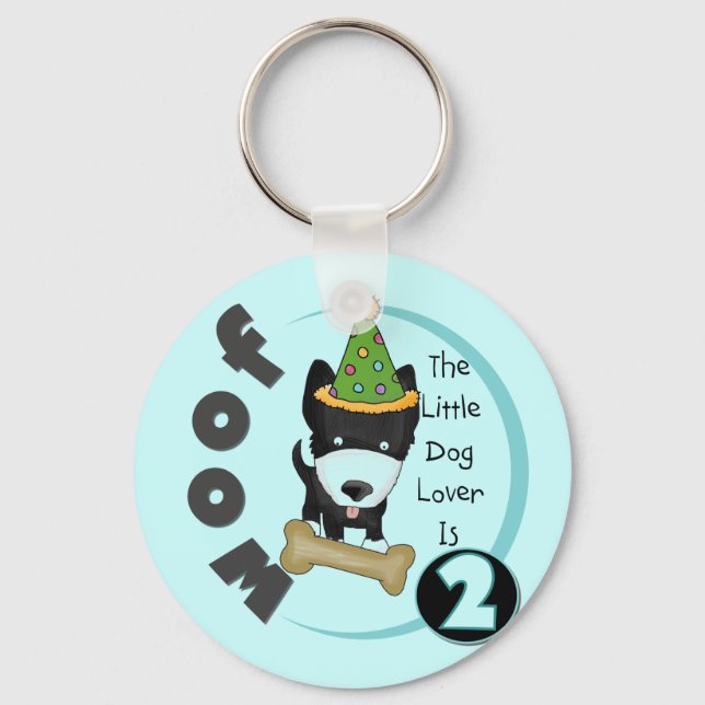 Dog Lover 2nd Birthday Tshirts and Gifts Key Ring (Front)