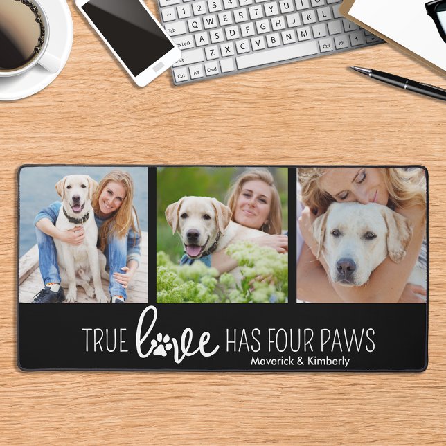 Dog Lover 4 Photo Collage True Love Personalised Desk Mat (Creator Uploaded)