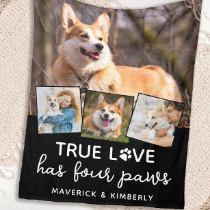 Dog Lover 4 Photo Collage True Love Personalised Fleece Blanket