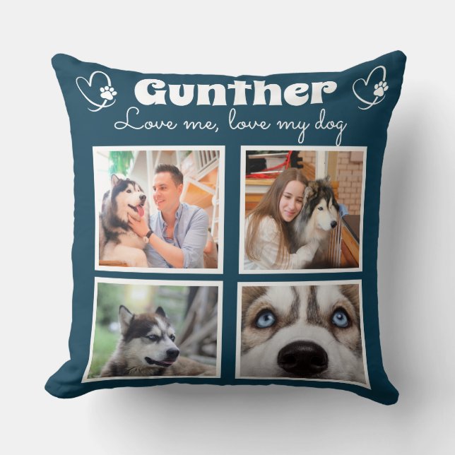 Dog lover 4 photo customised collage cushion (Front)