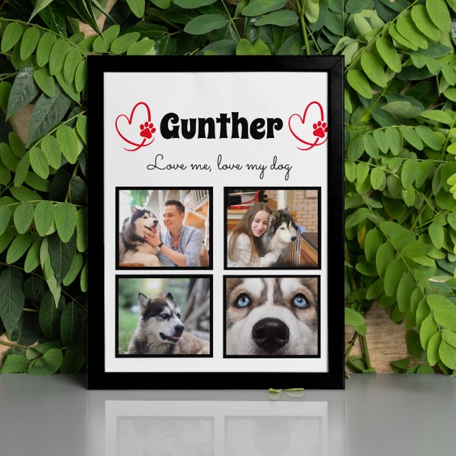 Dog lover 4 photo customised collage tabletop plaque (Creator Uploaded)