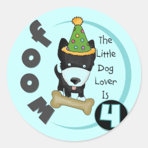 Dog Lover 4th Birthday T-shirts and Gifts Classic Round Sticker