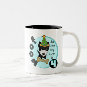 Dog Lover 4th Birthday T-shirts and Gifts Two-Tone Coffee Mug