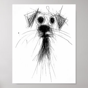 Dog Lover Abstract Scribble Art Cute Puppy Puppy Poster