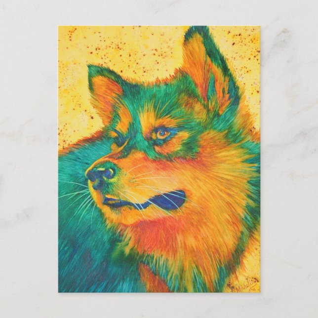 Dog Lover Alaskan Malamute Colourful Postcards (Front)