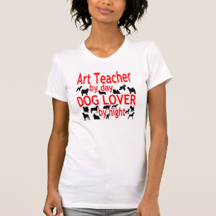 Dog Lover Art Teacher in Red T-Shirt