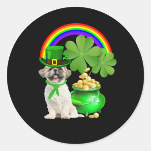 Dog Lover Beautiful Shih Tzu And Rainbow Classic Round Sticker