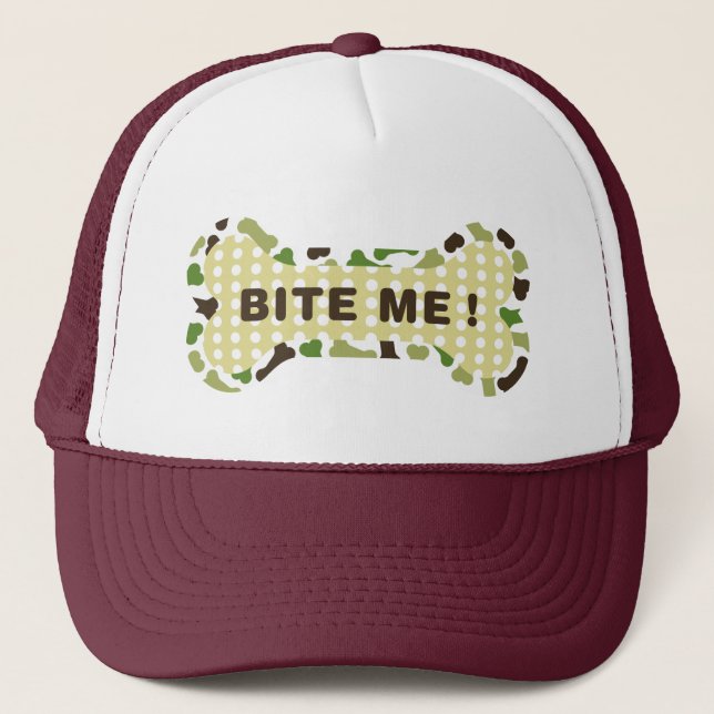 Dog Lover – Bite Me Trucker Hat (Front)