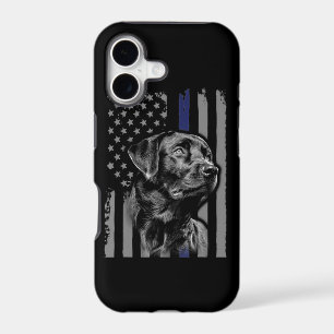 Dog Lover   Black Labrador American Flag Thin Line