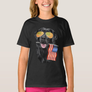 Dog Lover Black Labrador USA American Flag T-Shirt