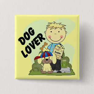 Dog Lover Blonde Boy T shirts and Gifts 15 Cm Square Badge