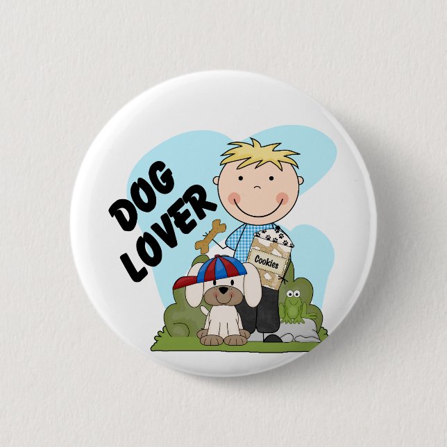 Dog Lover Blonde Boy T shirts and Gifts 6 Cm Round Badge (Front)