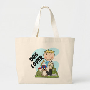Dog Lover Blonde Boy T shirts and Gifts Large Tote Bag