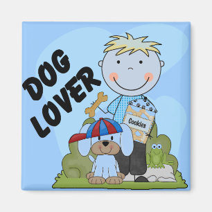 Dog Lover Blonde Boy T shirts and Gifts Magnet