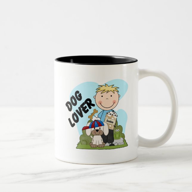 Dog Lover Blonde Boy T shirts and Gifts Two-Tone Coffee Mug (Right)