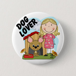 Dog Lover Blonde Girl T-shirts and Gifts 6 Cm Round Badge