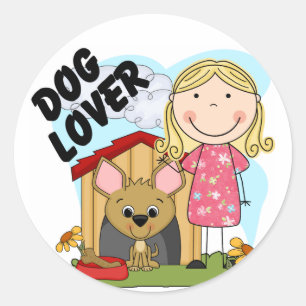 Dog Lover Blonde Girl T-shirts and Gifts Classic Round Sticker
