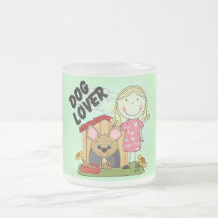 Dog Lover Blonde Girl T-shirts and Gifts Frosted Glass Coffee Mug