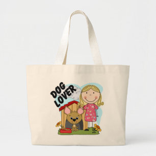 Dog Lover Blonde Girl T-shirts and Gifts Large Tote Bag