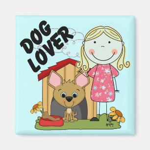 Dog Lover Blonde Girl T-shirts and Gifts Magnet