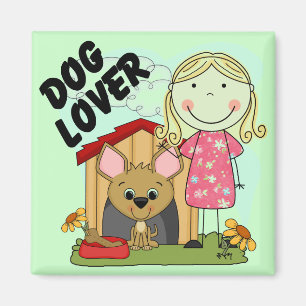 Dog Lover Blonde Girl T-shirts and Gifts Magnet