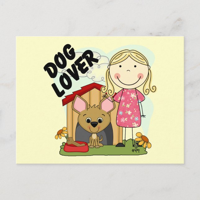 Dog Lover Blonde Girl T-shirts and Gifts Postcard (Front)