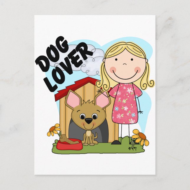 Dog Lover Blonde Girl T-shirts and Gifts Postcard (Front)
