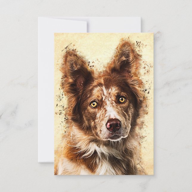 Dog Lover Border Collie Art RSVP Card (Front)