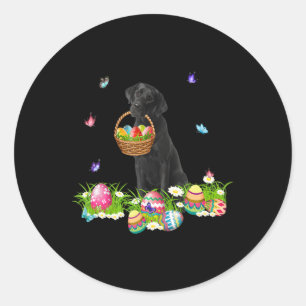 Dog Lover   Bunny Black Labrador Dog & Easter Eggs Classic Round Sticker
