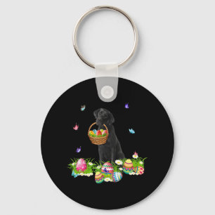 Dog Lover Bunny Black Labrador Dog & Easter Eggs Key Ring