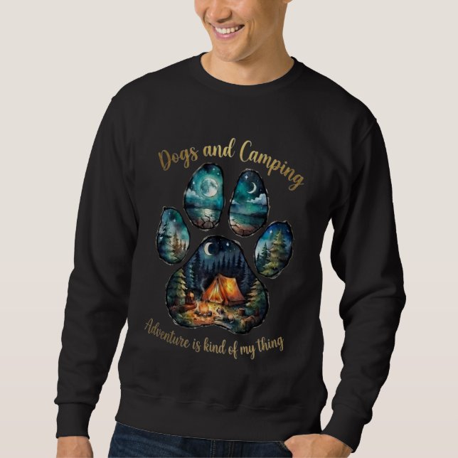Dog Lover Camping Paw Print Graphic Sweatshirt (Front)