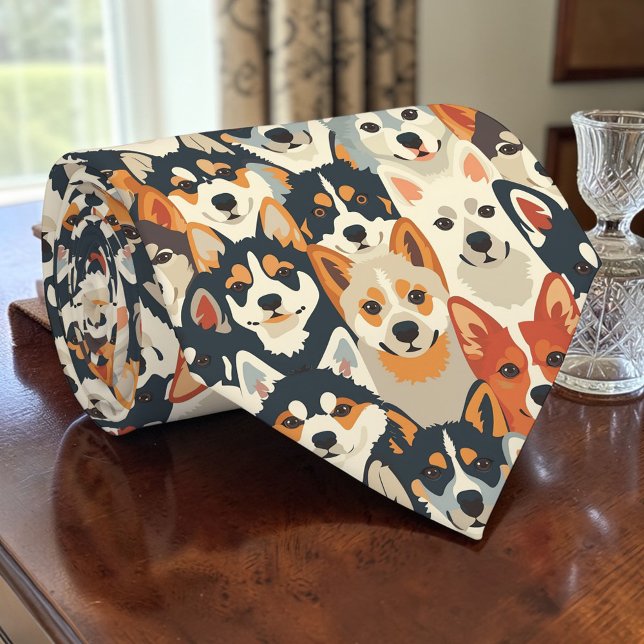 Dog Lover Canine Retro Custom Tie (Creator Uploaded)