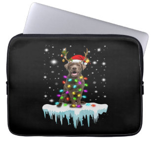 Dog Lover Chocolate Labrador Christmas Light Laptop Sleeve