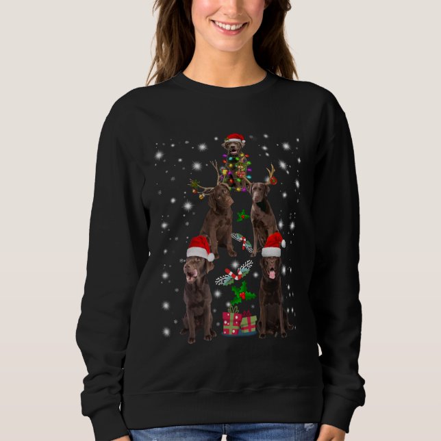 Dog Lover | Chocolate Labrador Christmas Tree Sweatshirt (Front)