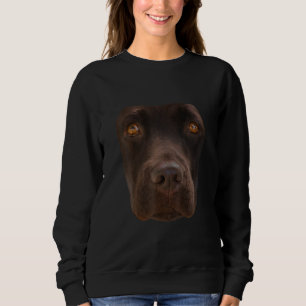 Dog Lover Chocolate Labrador Dark Brown Dog Face Sweatshirt