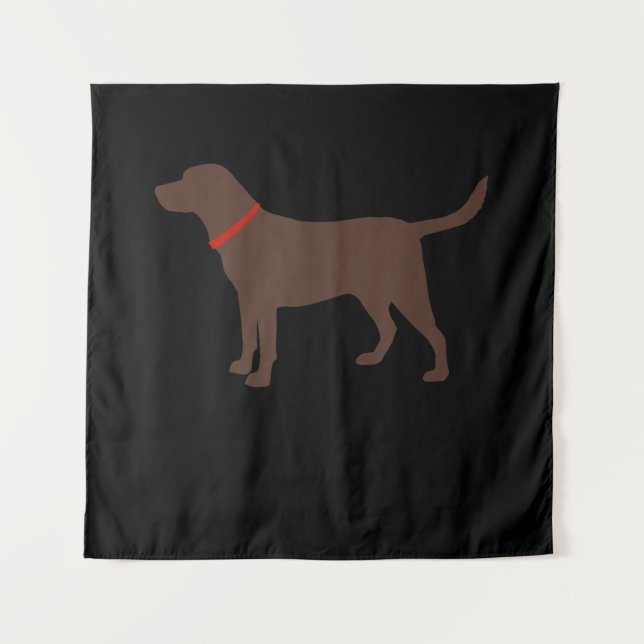 Dog Lover | Chocolate Labrador Dog Silhouette Tapestry (Front)