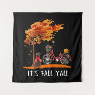 Dog Lover Chocolate Labrador It's Fall Y'all Tapestry