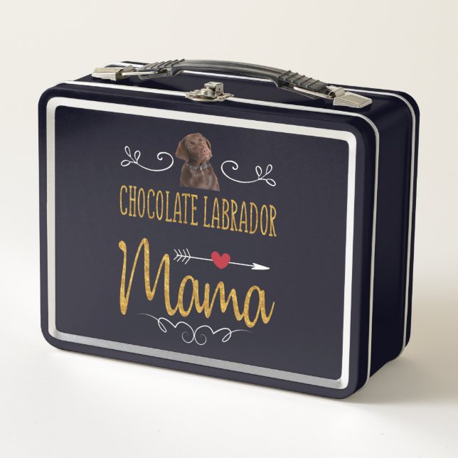 Dog Lover | Chocolate Labrador Mama Metal Lunch Box (Front)
