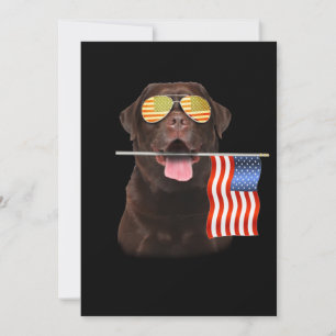 Dog Lover   Chocolate Labrador USA American Flag Card