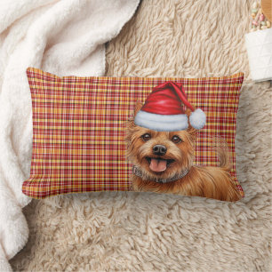 Dog Lover Christmas Australian Terrier Plaid Lumbar Cushion
