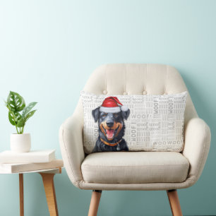 Dog Lover Christmas Beauceron in a Winter Hat Lumbar Cushion