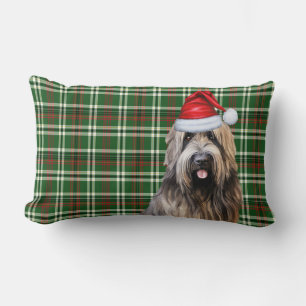 Dog Lover Christmas Briard Shepherd Holiday Plaid Lumbar Cushion