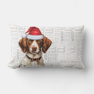 Dog Lover Christmas Brittany Spaniel Holiday Lumbar Cushion